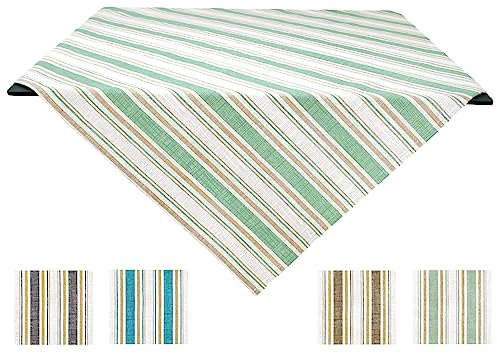 Lashuma Tischtuch 80x80 cm grün gestreift, Mitteldecke Vintage Stil, Tischwäsche Outdoor
