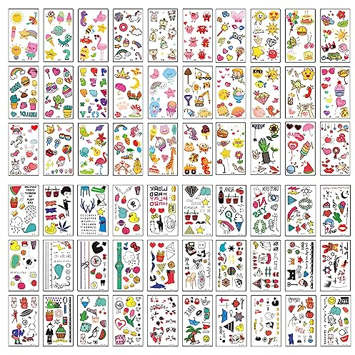 UMCHU 60 Blatt Tattoo Aufkleber für Frauen Früchte Tiere Sonne Einhörner Eiscreme Tattoo Aufkleber,Realistische Fake Tattoos,Wasserdicht Temporäre Tattoo Aufkleber
