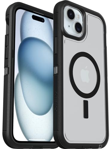 Otterbox Defender XT Hülle für iPhone 15 Plus/iPhone 14 Plus mit MagSafe, stoßfest, Ultra-robust, schützende Hülle, 5X getestet nach Militärstandard, Transparent/Schwarz