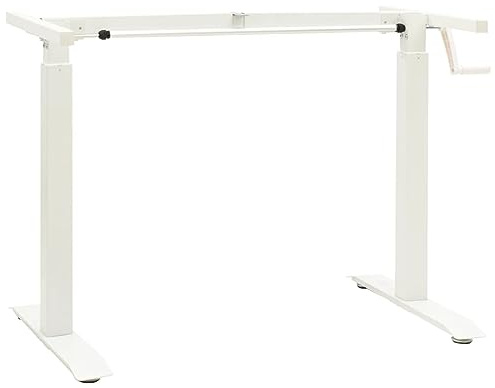 Homgoday Manueller Höhenverstellbarer Schreibtischrahmen Weiß - 102-160 cm Breite, 71-113 cm Höhe, für Tischplatten 120-180 cm x 60-80 cm Model321718