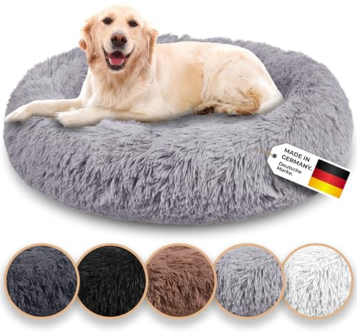 Belune® Hundebett [mit waschbarem Bezug] - Das Original - [M, 80cm, Hellgrau] Hundekorb, Katzenbett, Hundekörbchen, Dog Bed, Flauschiges Hundebett für große, mittelgroße & kleine Hunde