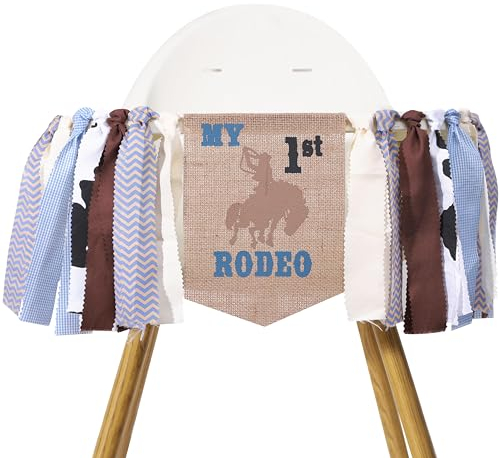 Cowboy My First Rodeo High Chiar Banner – Cowboy 1st/First High Chiar Banner, Cowboy Geburtstag 1. / Erste Dekoration, Cowboy Western Mottoparty 1. Geburtstag, Cowboy Foto Requisiten