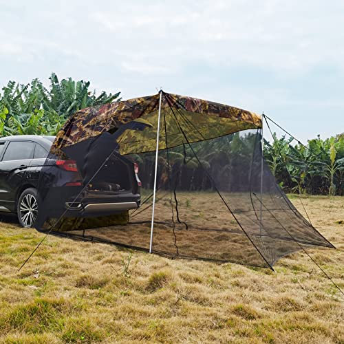 NEZIH Auto Sonnenunterkunft, Auto Hinten SUV -Zelt -Markise, Tragbares Wasserdichtes Oberteil Mit Moskitonetz/Camouflage