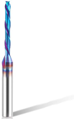 HQMaster Spiralfräser Bit Up & Down Cut 1/4 Zoll Schaft Vollhartmetall CNC Router Bit mit Nano Blue Beschichtung CNC Bits Schaftfräser für Holzarbeiten Einsteckschlitz Trim