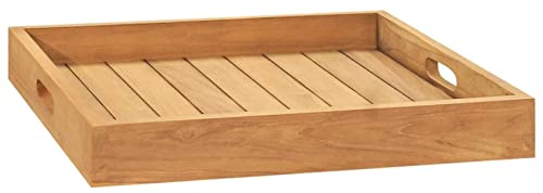BaraSh Bandeja de Madera de Teca Maciza 50x50 cm, Bandeja de Madera, Bandeja de Cocina, Bandeja de Servir, Bandeja para Desayuno