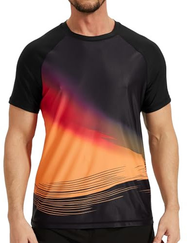 VAYAGER Haut de Bain T-Shirt Anti UV Manches Courtes pour Homme UPF 50+ Rashguard à Séchage Rapide Protection Solaire
