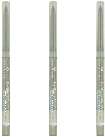 essence META GLOW duo-chrome eye pencil, Nr. 03, Grün, langanhaltend, hochpigmentiert, Wischfest, farbintensiv, holographisch, vegan, wasserfest, Nanopartikel frei, ohne Parfüm, 3er Pack (3x0.22g)