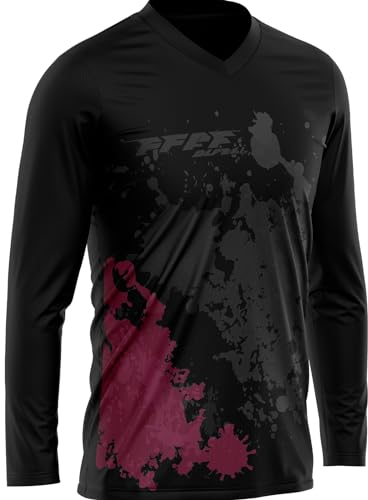 FFFF & OLFEH Mountainbike Langarm-Shirt | MTB Trikot,Downhill Freeride | Atmungsaktives Material Unisex Jersey Ausrüstung ür Fahrrad-und Motocross (7,XXL)