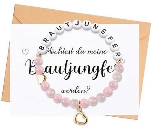 Otuuz Brautjungfer Fragen Geschenk inklusive Trauzeugin Geschenk Stretch Brautjungfer Armband Möchtest Du Meine Brautjungfer Werden Karte mit Umschlag Braut für Hochzeit Schmuck (Brautjungfer)