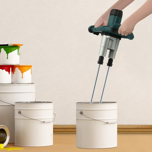 2800W Doppel Rührwerk 6 Gang Handrührwerk 220V-50Hz 0-690rpm Mörtelrührer Betonmischer Für Ölfarbe, Zement, Druckfarbe, Mörtel (Grün)