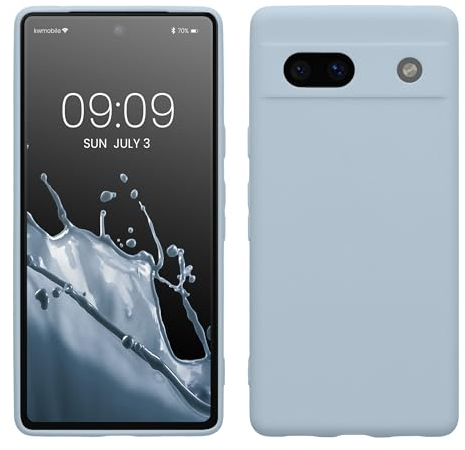 kwmobile Handyhülle kompatibel mit Google Pixel 7a Hülle - Handy Case aus weichem Silikon in Hellblau matt