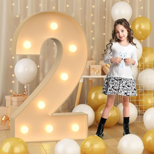 Syibelters Chiffres lumineux géants à DEL de 100 cm, 2, panneau lumineux en mosaïque, lampes LED pour la Saint-Valentin, un anniversaire, Noël, le Nouvel An