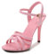 Sandales Femme à Talon Haut Aiguille Escarpin Femmes Sandales Talons Hauts Sexy de Soiree Chaussures de Mariage,Rose,EU 39