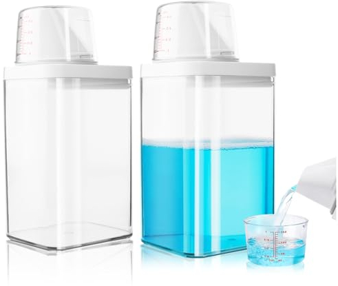 TINGTING 2 Stück Waschmittel Aufbewahrung, 1100ML Waschpulver Aufbewahrungsbox Waschmittelspender mit Messbecher Mehrzweck-Waschmittelbehälter für Pulver Waschmittel Pulver Wäscheparfüm