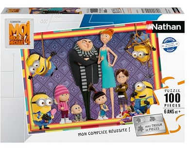 NATHAN - Kinderpuzzle - 100-teiliges Puzzle - The Family of Despicable Me 4 - Mädchen oder Junge ab 6 Jahren - Hochwertiges Puzzle - Dicker und haltbarer Karton - 12001097