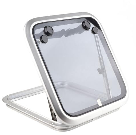 XTevu 410x410mm Boat Ventilation Hatch Window Marine Skylight Square Push Out Deck Porthole Escape Window for 3-23mm Thickness Yacht RV – Marine Hatch
