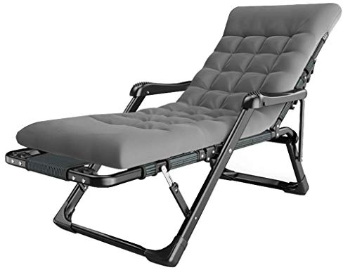 MYVVKIA Relaxsessel für Balkon und Büro, grau, Verstellbarer Sonnenliegestuhl mit gepolsterten Kissen und Fußstütze für Garten, Outdoor, Camping, Pool, Stranddesign | Klappbare