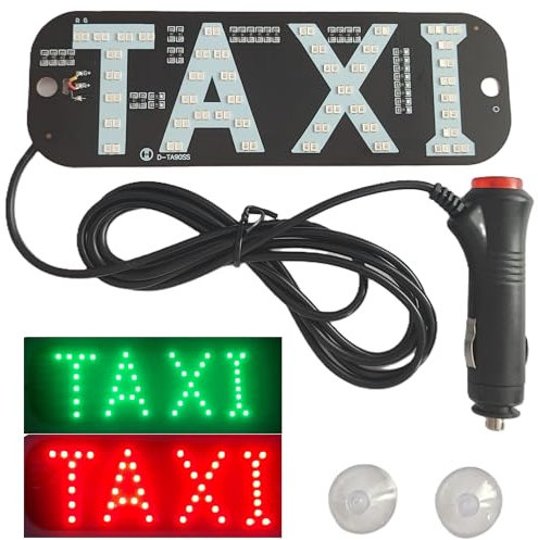 ZZYWWP Taxi-Lichtschilder für Auto, Schilder für Auto, mit DC12 V Kfz-Ladegerät-Wechselrichter, Taxi-Licht, 2 Farben für alle Autos (rot und grün)