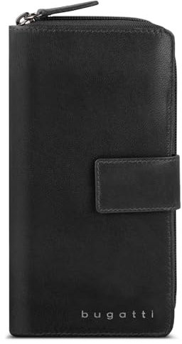 bugatti Valencia große Damen Geldbörse Hochformat | 11 Kreditkartenfächer, 4 Scheinfächer, 2 Steckfächer & EIN Reißverschlussfach | Echtleder & RFID-Schutz | 10 cm x 19 cm x 3 cm