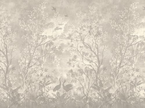 Livingwalls Fototapete Dschungel in Beige, Grau, Creme - hochwertige Vliestapete 399181 mit Motiv auf 3,71 m x 2,80 m - Made in Germany