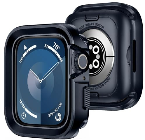Amizee 2 in 1 Metallo Cover Compatibile con Apple Watch Serie 6 SE Serie 5 Serie 4 44mm, Copertura Completa Metallo Custodia Anti-Graffio per iWatch Serie 6/SE/5/4 44mm, Blu