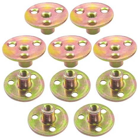 Hocansen 10 Pezzi Dadi Flangiati M6 Dado a T con Foro Bavato Round Base Screw-in T-Nut Fissaggio Della Flangia a Tre Fori per Elettrodomestici e,Mobili (M6/FL-LM)