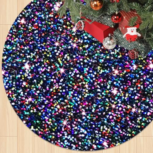FOTSHARER Regenbogen-Weihnachtsbaum-Rock, 152,4 cm, Pailletten-Baumrock, Glitzer, bunt, Weihnachtsbaumrock für 2,4 m, großer Samt, Baumrock, Decke für Weihnachten, Holdiay, Ornamente im Freien