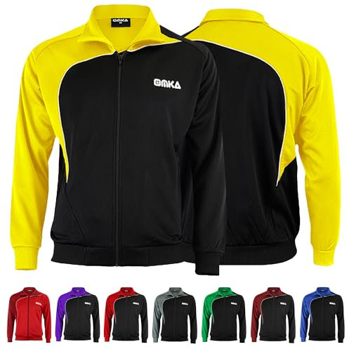 OMKA Herren Premium Leichtgewicht Sportjacke – Atmungsaktiv, Feuchtigkeitsableitend, Fleece-Innenfutter für Fußball, Training, Fitness, Jogging und Sportaktivitäten