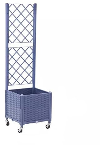 Elevated Raised Garden Bed with Self Watering and Drainage System Large Trellis Planter Box on Wheels for Balcony or Patio Gardening (40×40×142cm Gray)