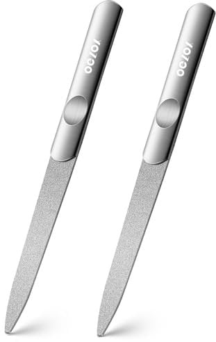 BEZOX Diamond Deb Nail File Set - 2 PCS Stainless Steel Double Sided Diamond Dust Coating - Professional Nail Files for Podiatry Foot Care - Nail Styling Tools for Home