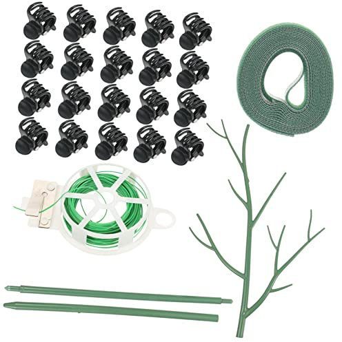 Happyyami 1satz Pflanzenstützen Mit Clips Stabilen Kunststoff-stäben Und Grünem Klettband Für Ordentlichen Pflanzenwuchs Für Kletterpflanzen Und