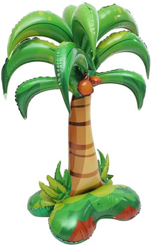 BESPORTBLE 3D Large Inflatable Standing Palm Tree Balloons, Up Foil Mylar Coconut Tree Balloons for Birthday Baby Shower Decorations Hawaiian Luau Aloha Tropical Summer Beach Party Supplies
