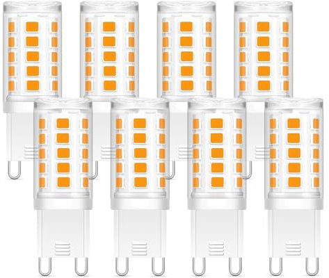 AmmToo G9 LED Lampe Warmweiß 3W 410 Lumen, 8er-Pack - Warmweißes LED Leuchtmittel, Ideale Dimension G9 Entspricht 40W Halogenlampe, Nicht Dimmbar, Ideal für Innenbeleuchtung in Küchen, Wohnzimmern