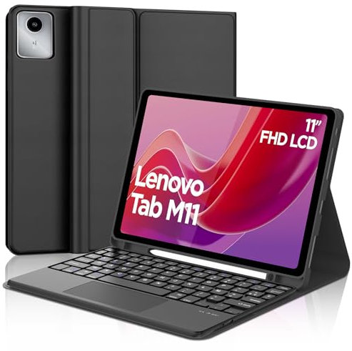 WAVATA Clavier pour Lenovo Tab M11 2024 11 avec Pavé Tactile, Étui Clavier pour Lenovo Tab M11 Magnétique Bluetooth Amovible Français AZERTY Layout, Noir