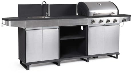 Barbecue Cucina a Gas con Griglia Piastra e Lavello Annarita