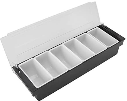 Salad Bar Buffet Station For Home, Fruit Tray Black Plastic Transparent Lid With Detachable Condiment Containers With Lids For Fruits, Vegetables, Sauces, Gravies, Dips (4 Compartments) (6
