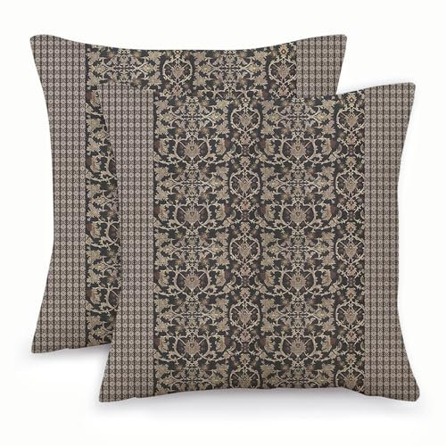 NIULAA Boho Deko Kissenbezug 50x50 2er Set Kissenbezüge Leinen Quadratisch Sofakissen Vintage Ethno Dekorative Kissenhülle Garten Outdoor-Kissen für Wohnzimmer Couch Schlafzimmer