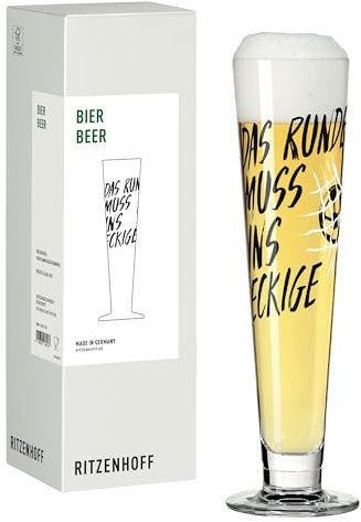 RITZENHOFF 8161003 Bier-Glas 330 ml, Serie Fußball, Nr. 3 mit Spruch, schwarz-weiß - Made in Germany