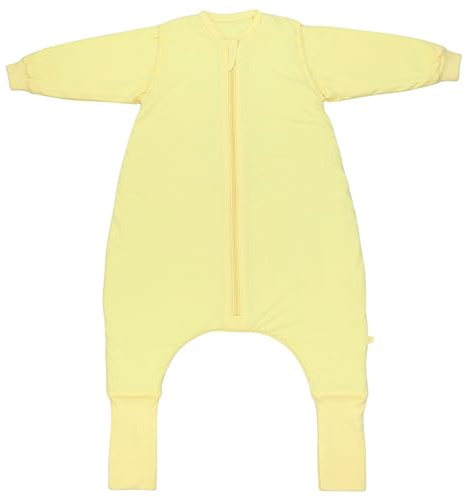 schlummersack Schlafsack mit Füßen ganzjährig 2.5 Tog 140 cm Hellgelb | Kinder Schlafsack mit Beinen und verlängerten Bündchen für eine Körpergröße 140-150cm | Ganzjahres Füßen