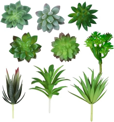 9 Pezzi Piante Succulente Artificiali, Pianta Finta, Uncotted Faux Flower Succulente, mini piante grasse finte per Casa giardino interno ed esterno decorazione dell'ufficio