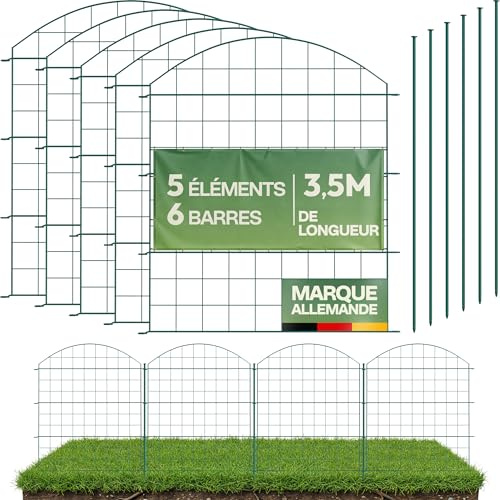 LAINFELD Teichzaun Komplettset | 5 Zaunelemente aus Metall mit Pfosten | Poolzaun für Kinder Steckzaun Gartenzaun zum Stecken flexibel Garten Zaun