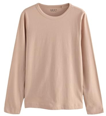 NEXT Damen Standard Langarm-Rundhalsoberteil aus 100% Baumwolle Neutral M