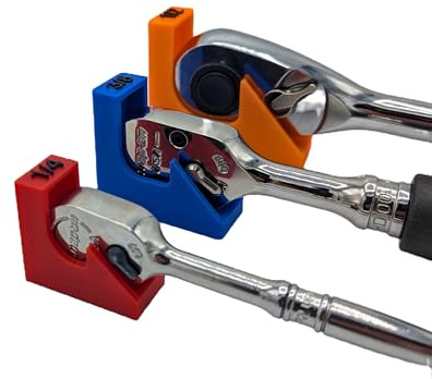 TR Toolsuk Magnetic Ratchet Organiser Set – 3pc 1/4, 3/8, 1/2 – Strong Magnet Socket Holders – Vibrant Red