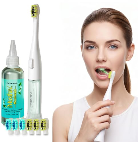 iMusthav Electric Toothbrush for Home Use – Battery Operated with Built-in Mouthwash Pump, Sonic Cleaning, Gentle Bristles & Smart Timer for Fresh Breath & Daily Oral Hygiene
