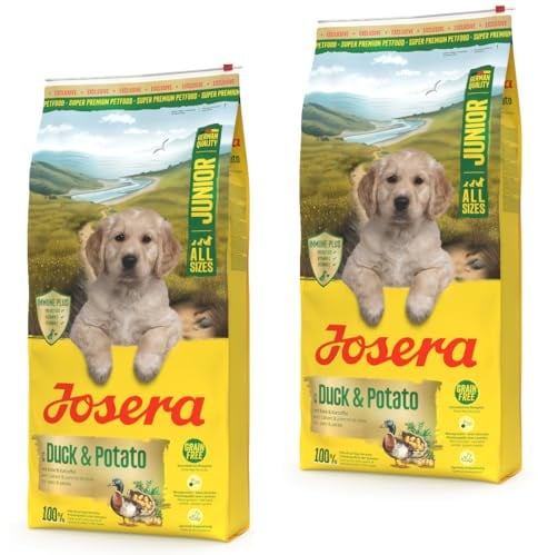 Josera 2 x 12,5 kg Junior Duck & Potato Trockenfutter für Hunde Welpen Getreidefrei mit Ente und Kartoffel