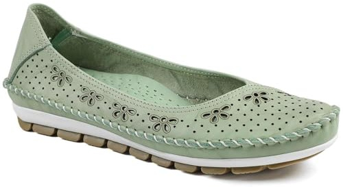 Pavers Breathable All Leather Grippy Pumps - Lime Size 8