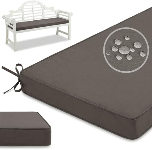 PTKG Sitzkissen Bank Abnehmbar Kissen Outdoor mit Paspel-Design Sitzunterlage Outdoor Anti-Rutsch Polster für GartenmöBel Fensterbank, KüChenbank und Wohnmobil Sitzgruppe,Grau,80x40x5cm