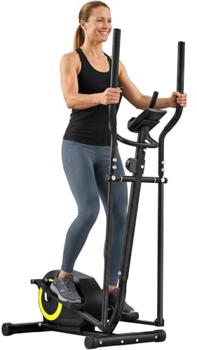 SPORTNOW Ellittica da Casa con 8 Livelli di Resistenza App Bluetooth | Cyclette Ellittica Magnetica Silenziosa, Sensore di Pulsazioni, Monitor LCD, Pedali Antiscivolo, Ruote, Max 120kg