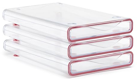 Tatay Organizadores Nevera Fresh Box Small 27x16x3 cm Plástico Libre de BPA | Organizadores Nevera Fresh Box Small | Set de 3 Piezas | Capacidad 0,6 L | Diseño Apilable | Cajón Extraíble, Transparente