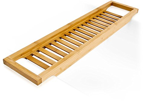 Bambus Badewannenablage 64 x 15 cm Badewannenbrücke Badewannenaufsatz Wannenablage Bambus Holz Badewannen Ablage, Braun
